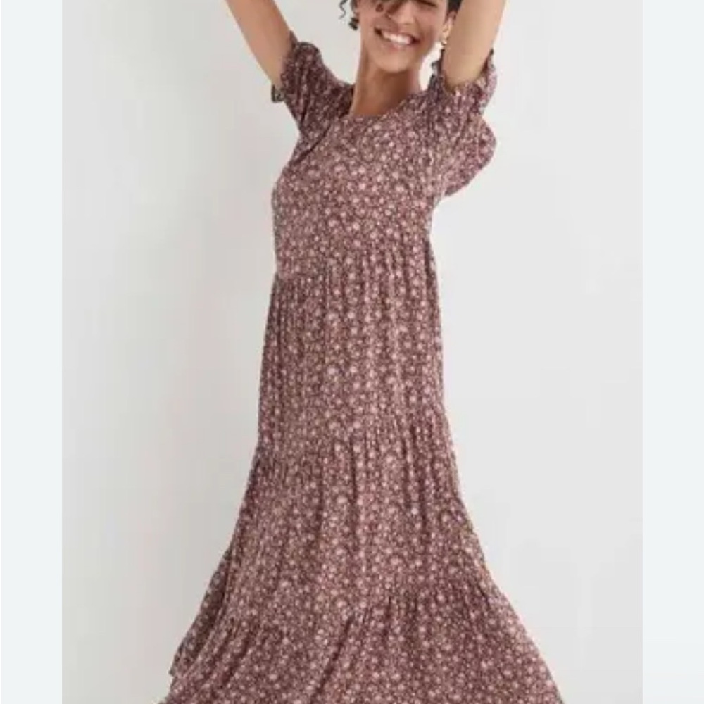 Aerie Purple Floral Relic Maxi Dress | size XS